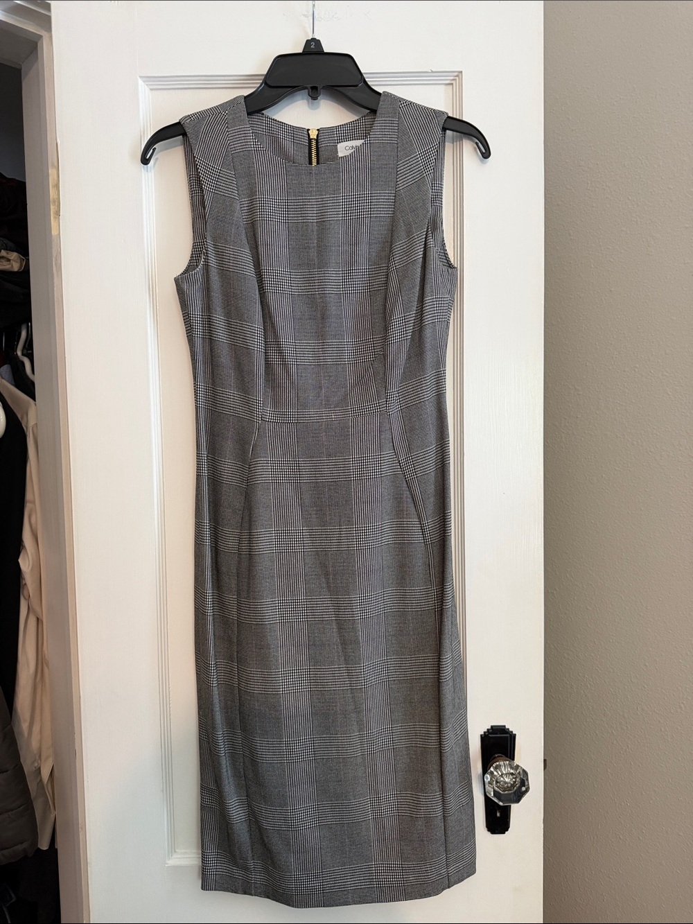 Calvin Klein Gray Plaid Sheath Dress